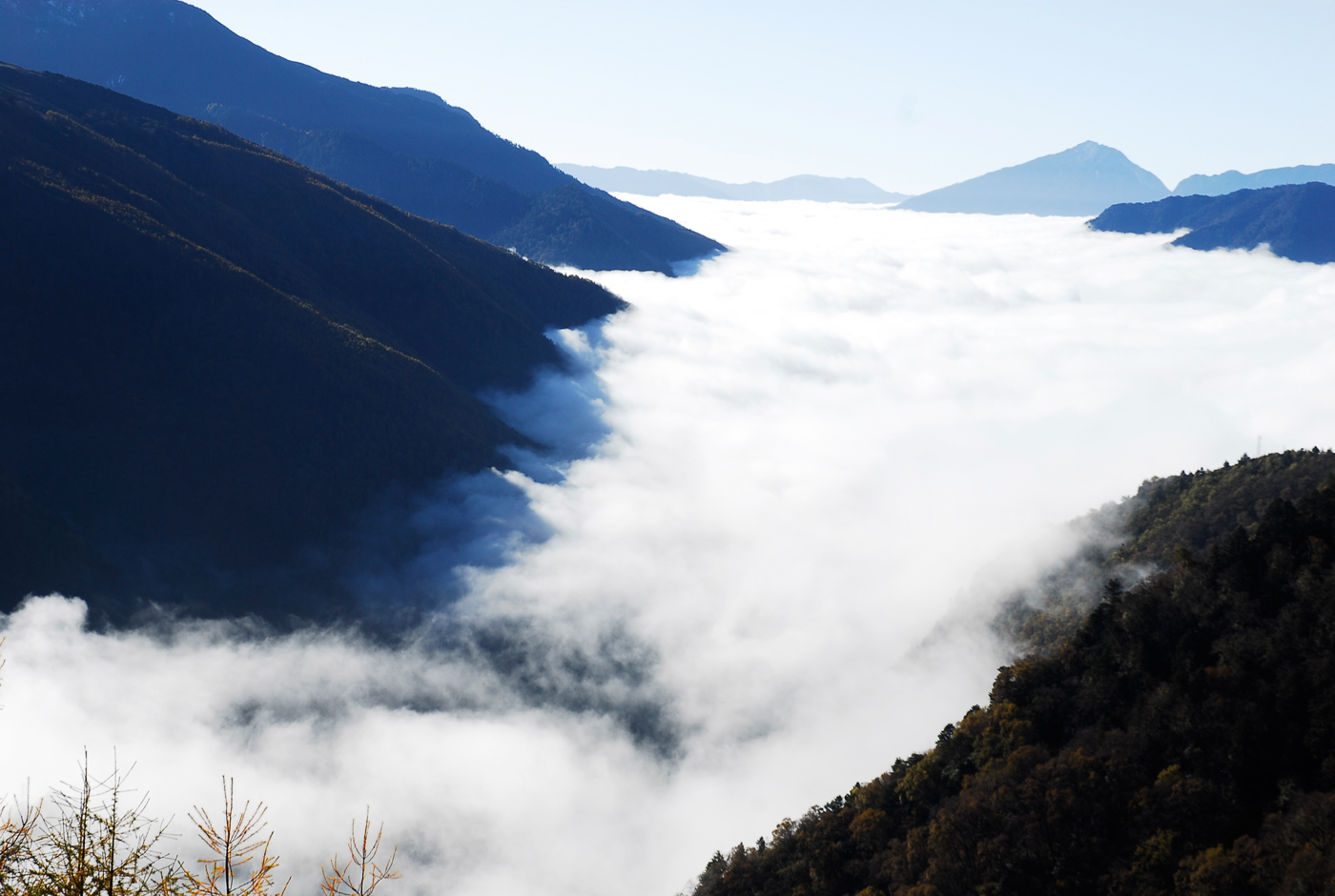 夹金山云河