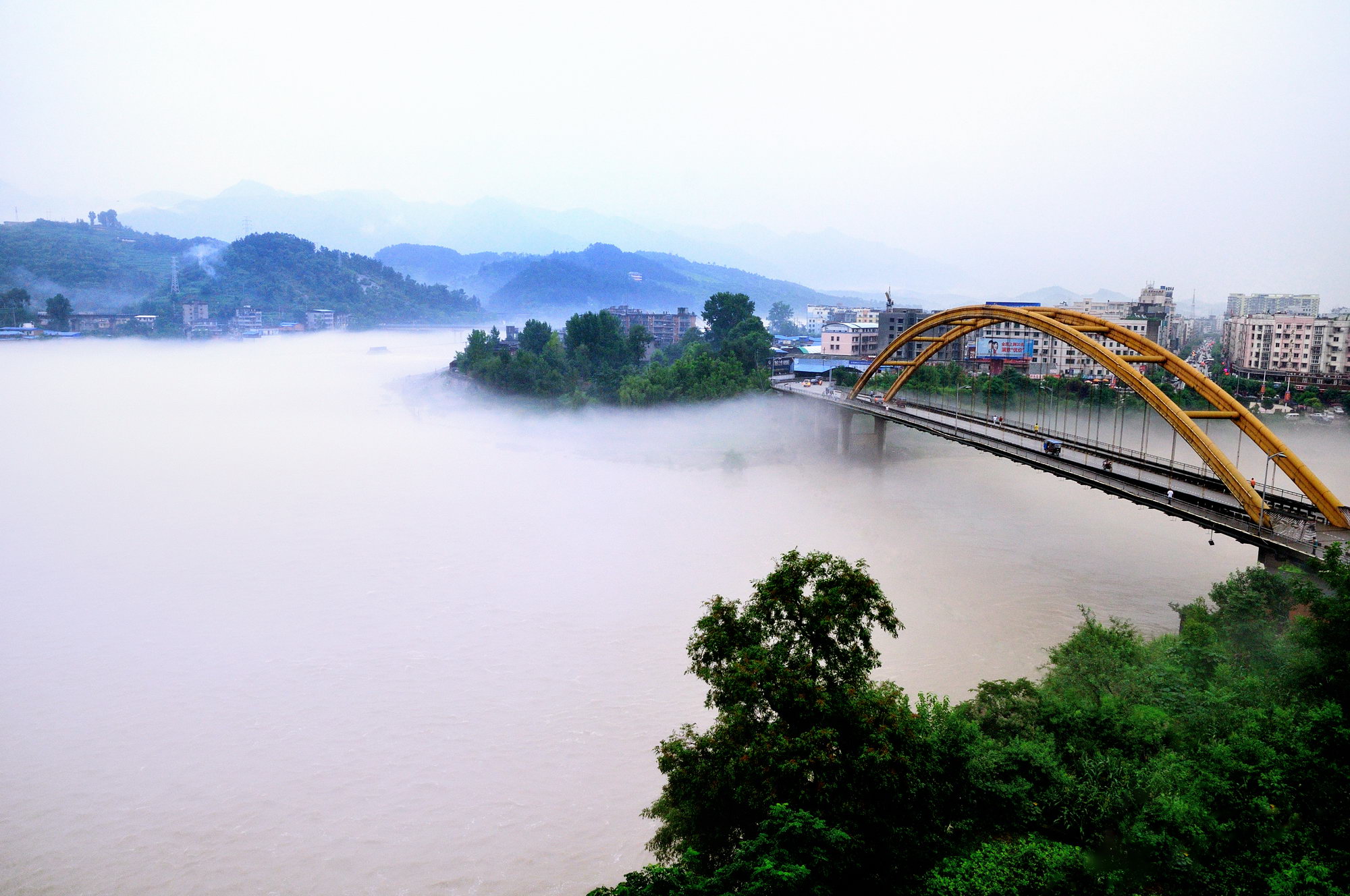 云雾缭绕，航拍中国茶乡旺苍，满眼绿色的山水风景，如人间仙境！