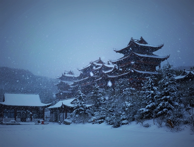 寒山寺雪景高清照片图片