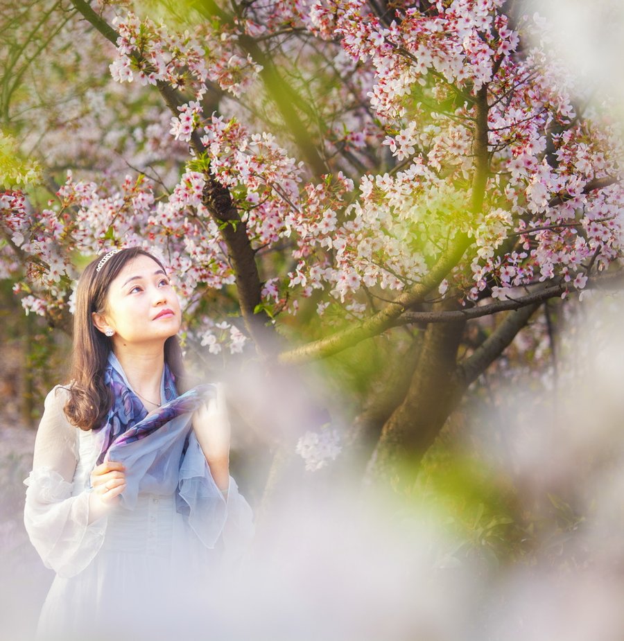 落花唯美 女孩图片