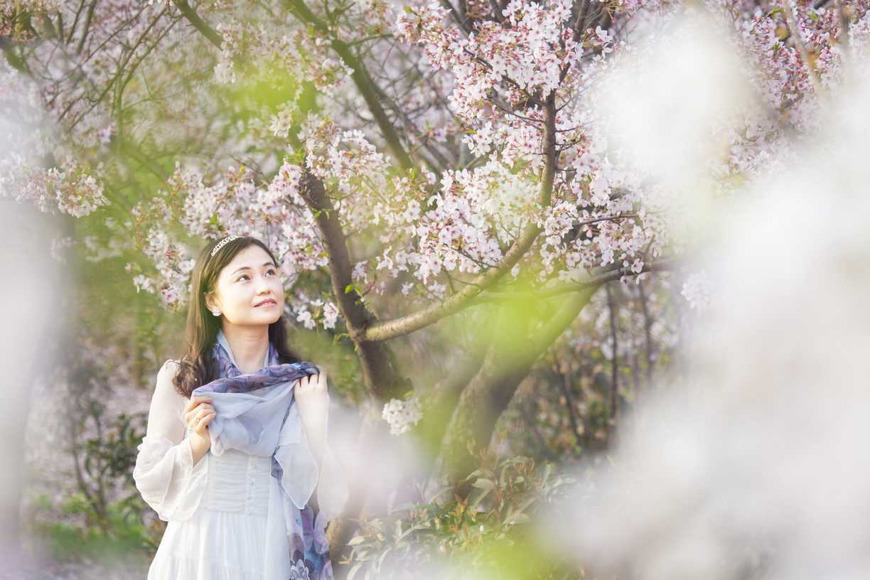 唯美落花图片 女孩图片