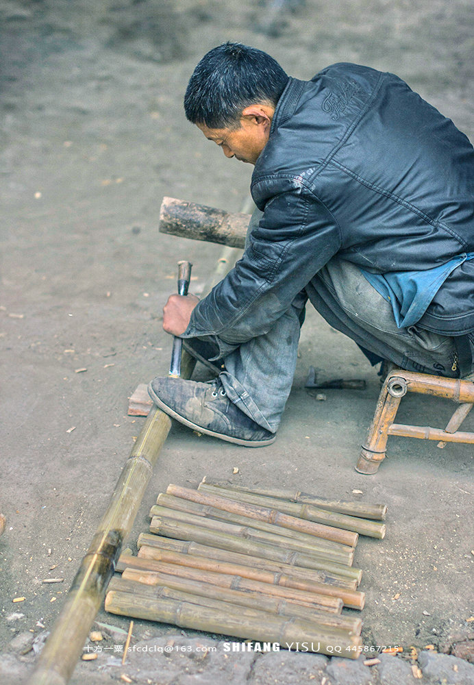 传统手工制作竹梯