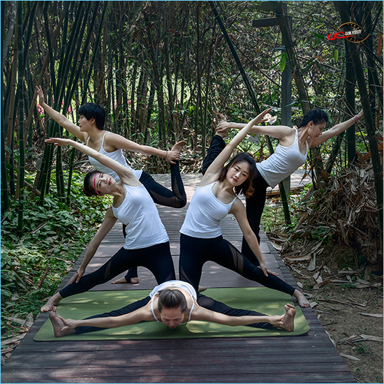 瑜伽集体照造型8个人图片