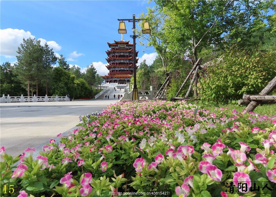 宝清县风景文昌阁花开清阳山人