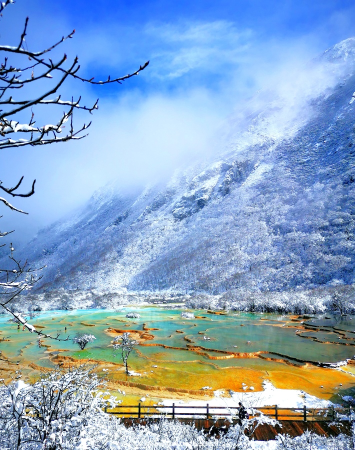 黄龙景区冬天景色图片